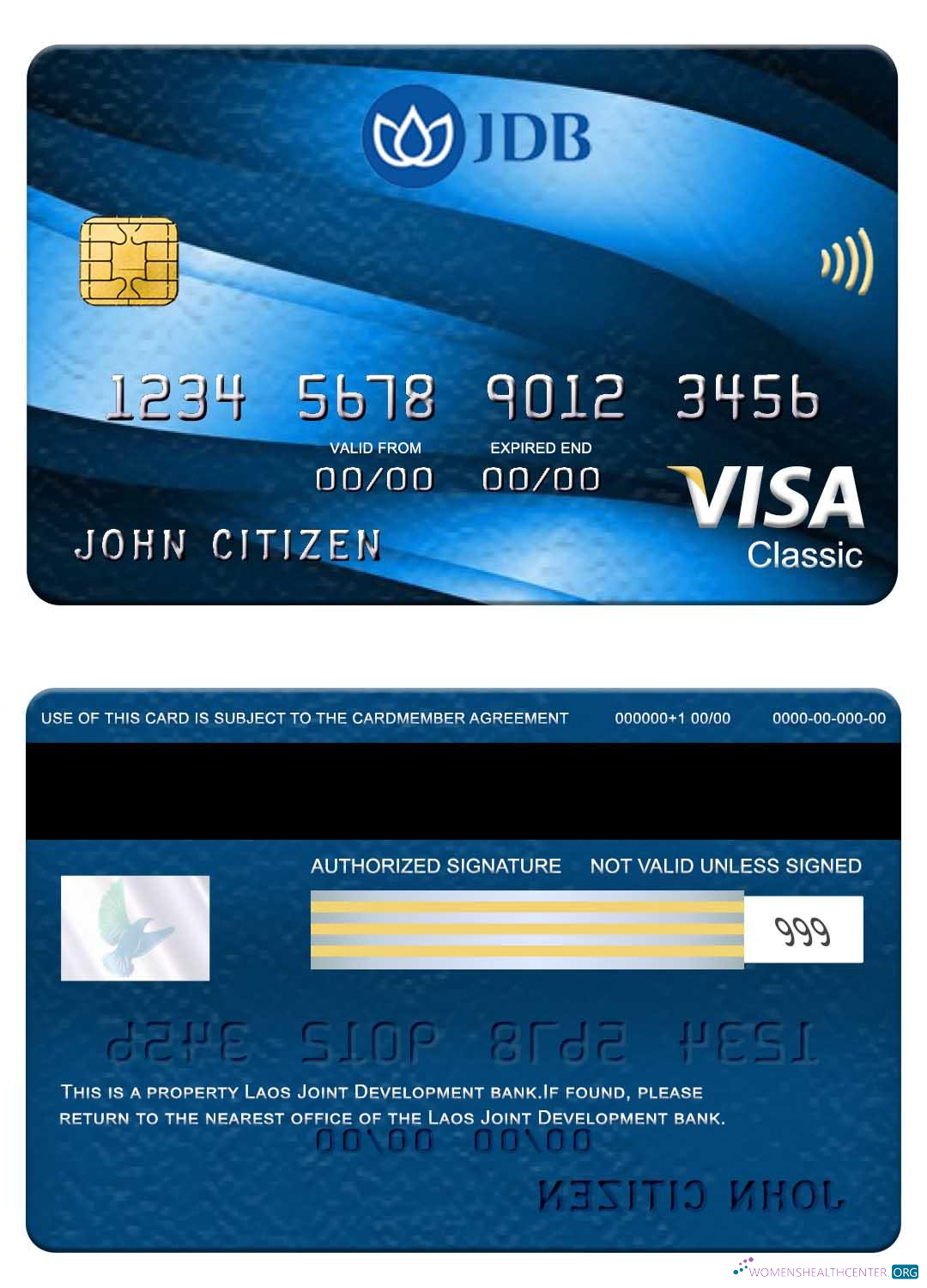 Download Laos Joint Development Bank visa classic card Photoshop template